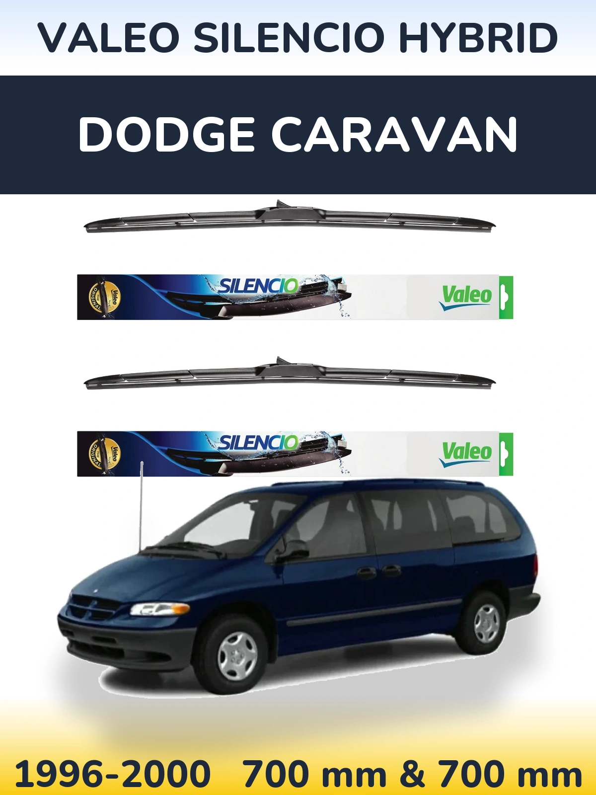 Комплект передних дворников Valeo Silencio Hybrid 700 & 700 мм для Dodge Caravan 1996-2000