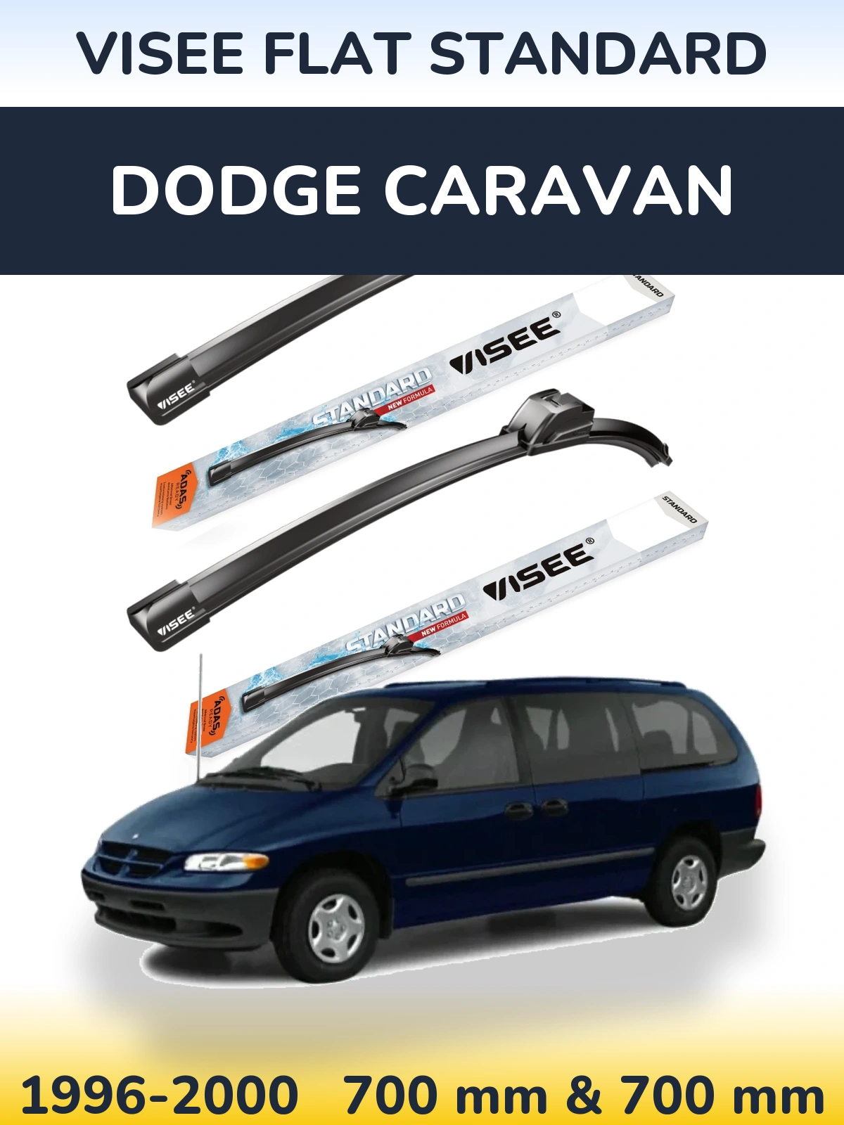 Комплект передних дворников VISEE FLAT STANDARD 700 & 700 мм для Dodge Caravan 1996-2000