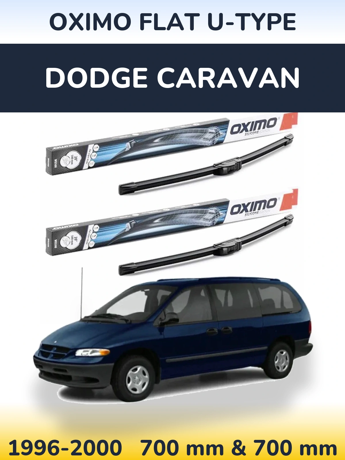 Комплект передних дворников Oximo Flat U-type 700 & 700 мм для Dodge Caravan 1996-2000