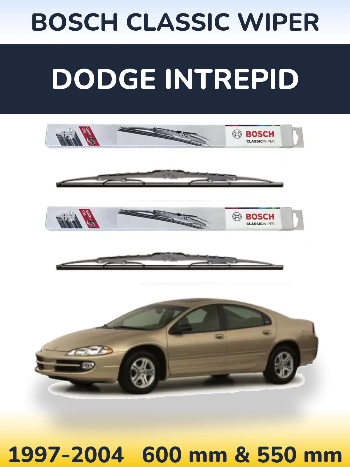 Komplet przednich wycieraczek BOSCH Classic Wiper 600 & 550 mm do Dodge Intrepid 1997-2004
