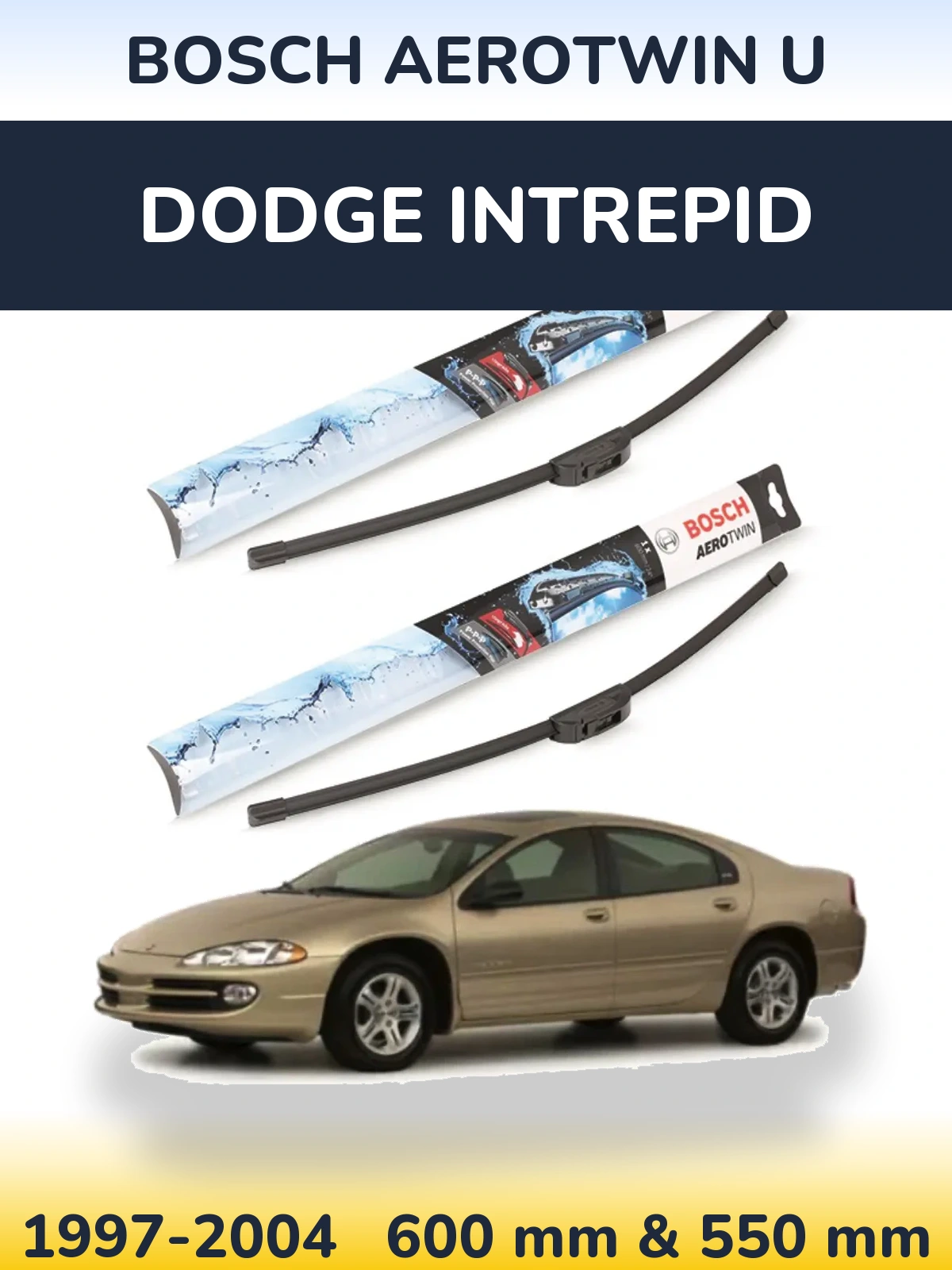 Комплект передних дворников BOSCH AeroTwin U 600 & 550 мм для Dodge Intrepid 1997-2004