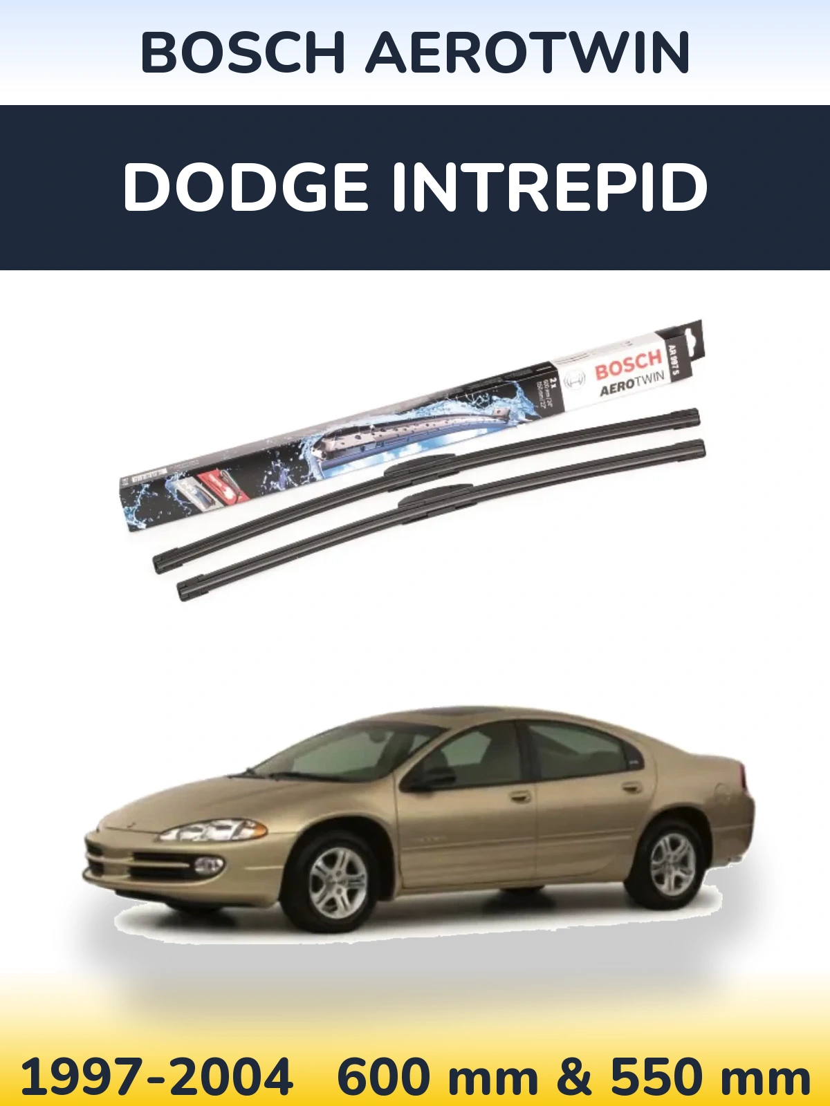 Komplet przednich wycieraczek BOSCH AeroTwin 600 & 550 mm do Dodge Intrepid 1997-2004
