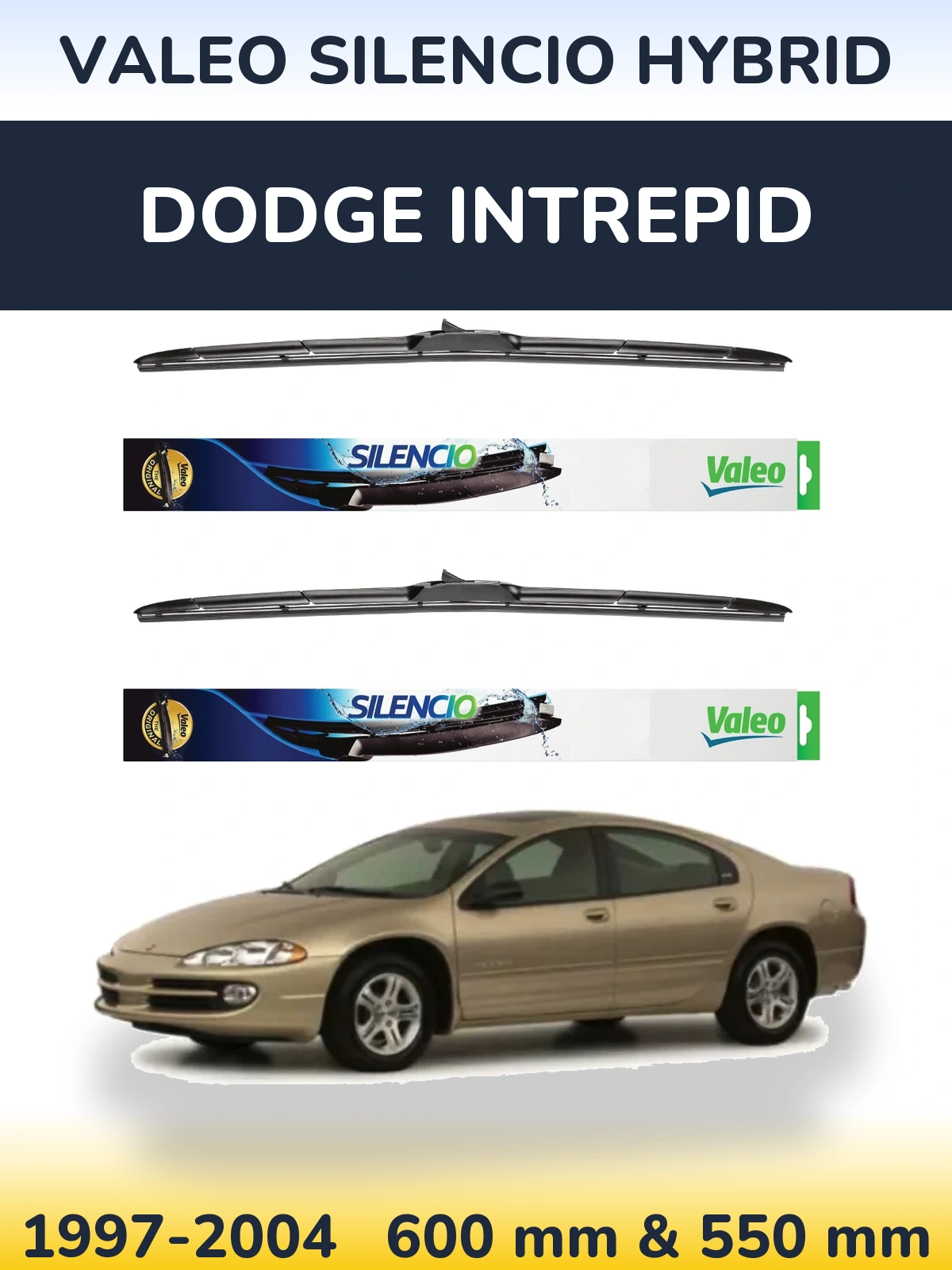 Комплект передних дворников Valeo Silencio Hybrid 600 & 550 мм для Dodge Intrepid 1997-2004