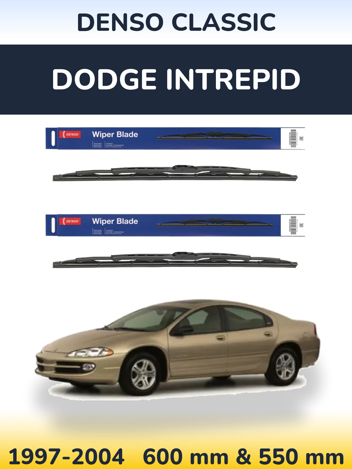 Komplet przednich wycieraczek Denso Classic 600 & 550 mm do Dodge Intrepid 1997-2004