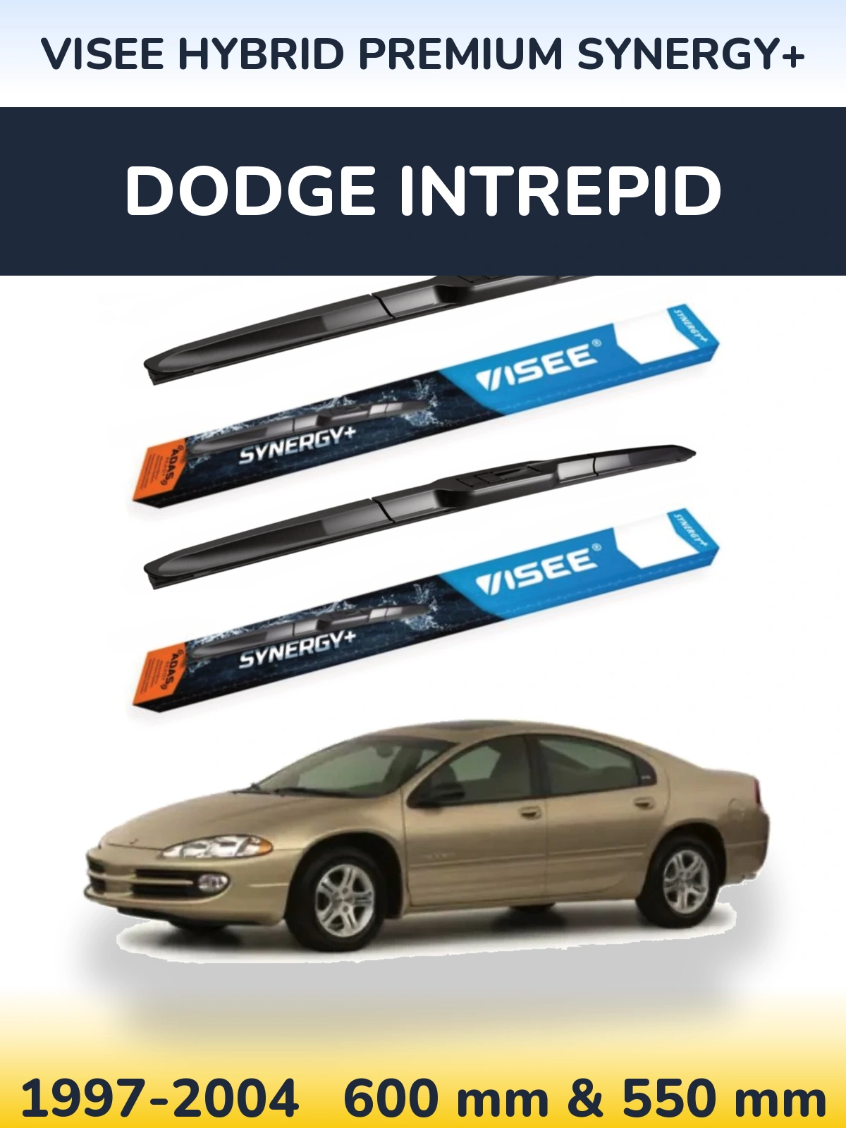 Komplet przednich wycieraczek VISEE HYBRID PREMIUM SYNERGY+ 600 & 550 mm do Dodge Intrepid 1997-2004