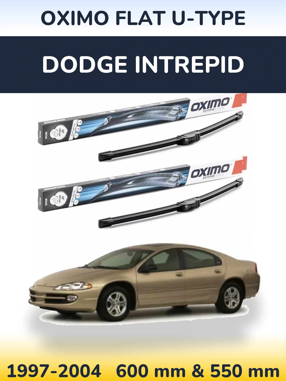 Komplet przednich wycieraczek Oximo Flat U-type 600 & 550 mm do Dodge Intrepid 1997-2004