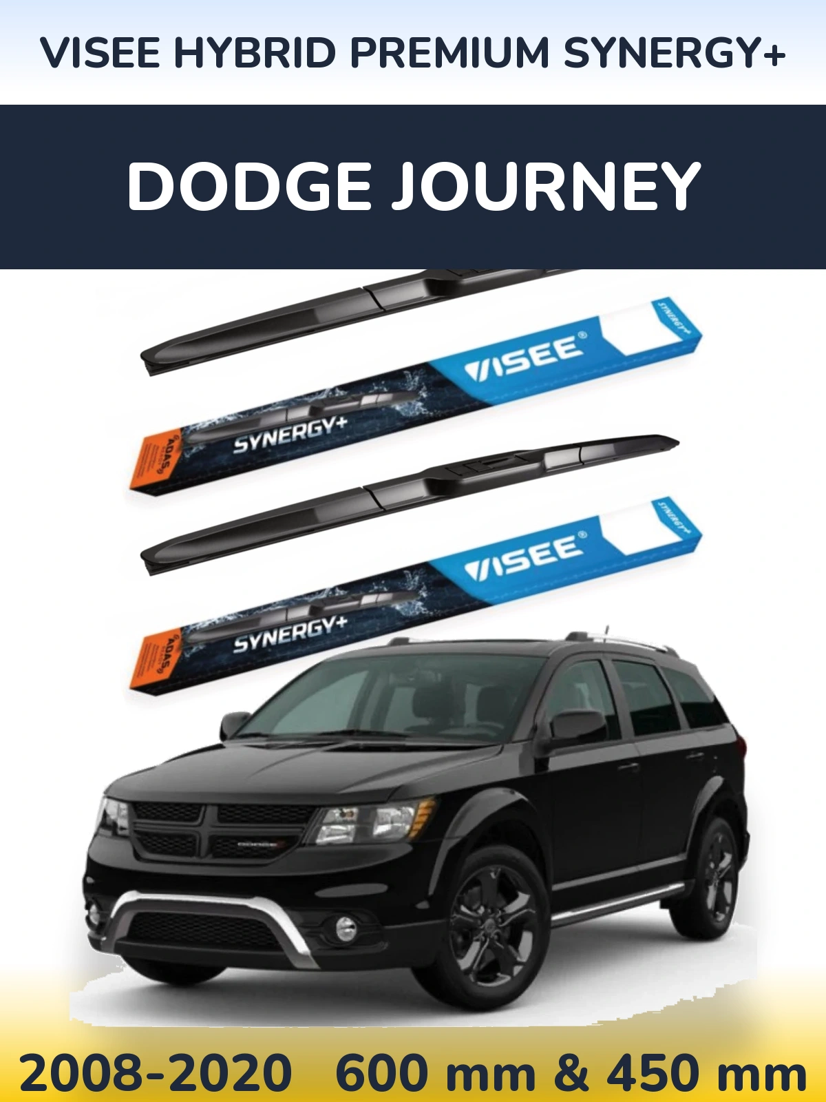Komplet przednich wycieraczek VISEE HYBRID PREMIUM SYNERGY+ 600 & 450 mm do Dodge Journey 2008-2020