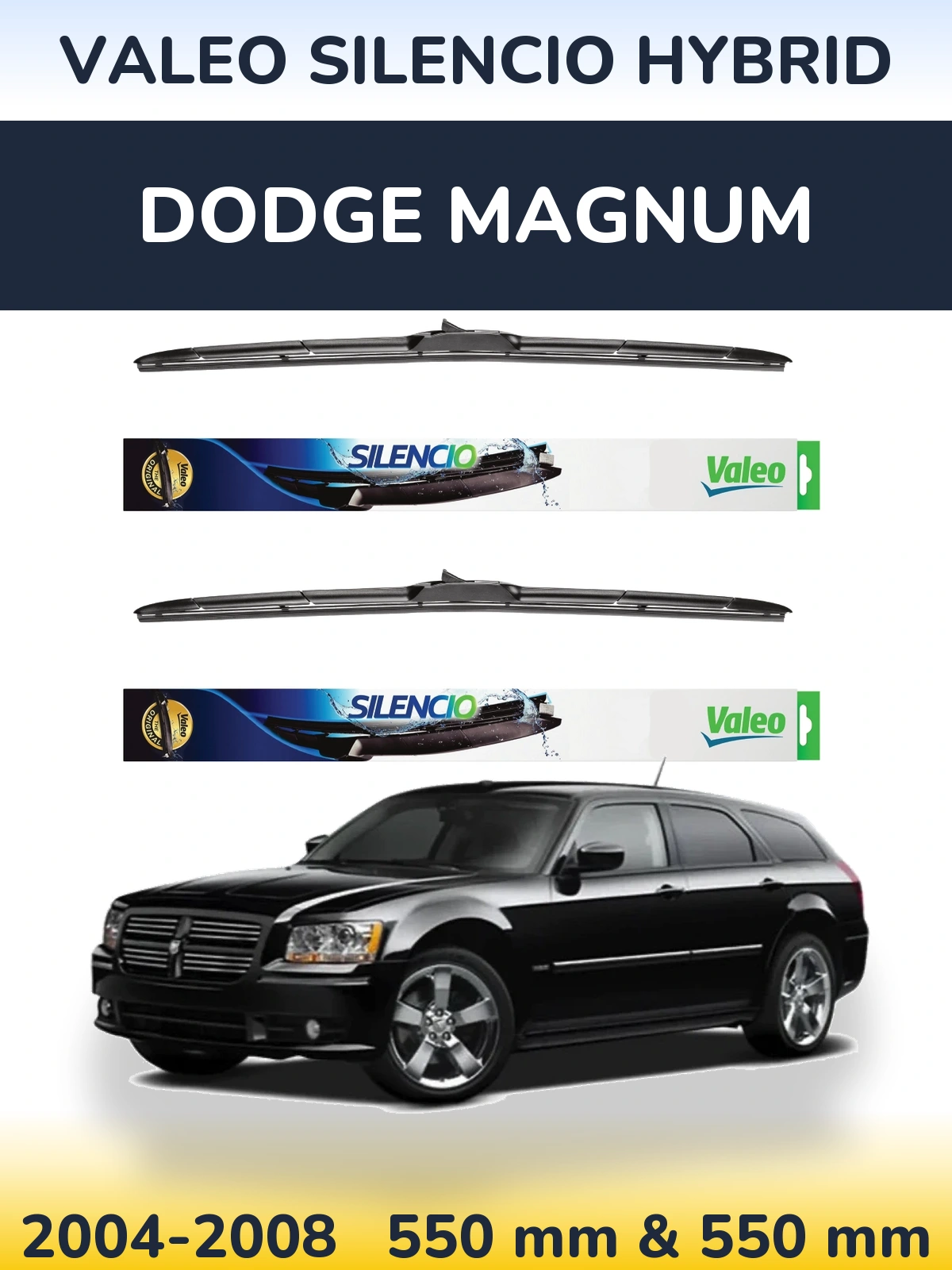 Komplet przednich wycieraczek Valeo Silencio Hybrid 550 & 550 mm do Dodge Magnum 2004-2008