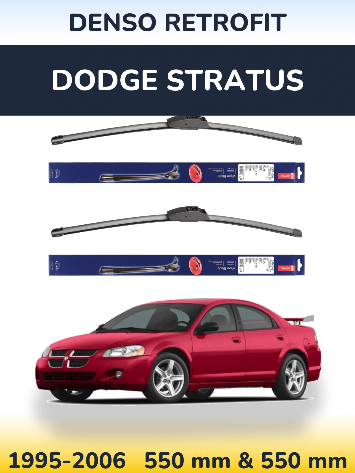 Komplet przednich wycieraczek Denso Retrofit 550 & 550 mm do Dodge Stratus 1995-2006