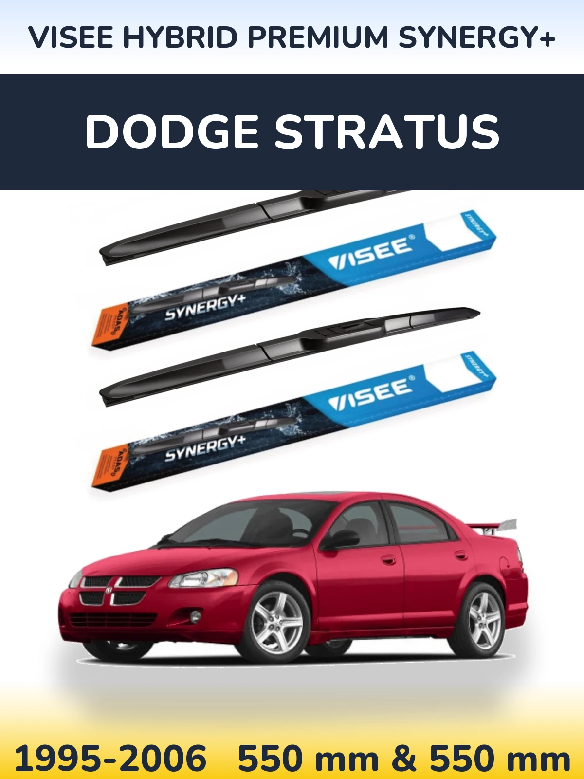 Комплект передних дворников VISEE HYBRID PREMIUM SYNERGY+ 550 & 550 мм для Dodge Stratus 1995-2006