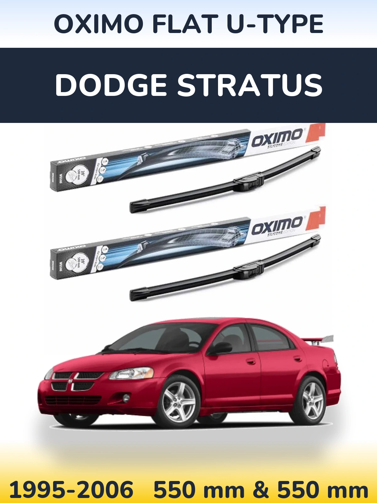 Комплект передних дворников Oximo Flat U-type 550 & 550 мм для Dodge Stratus 1995-2006