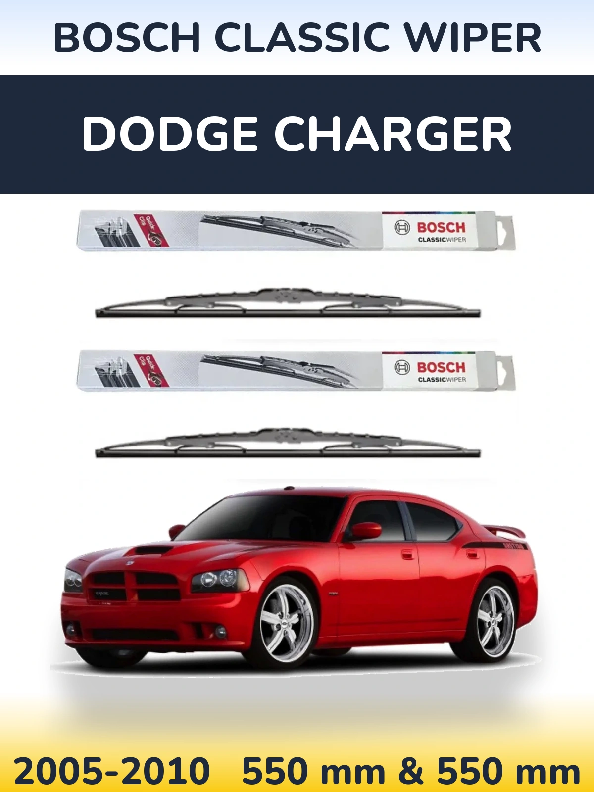 Komplet przednich wycieraczek BOSCH Classic Wiper 550 & 550 mm do Dodge Charger 2005-2010
