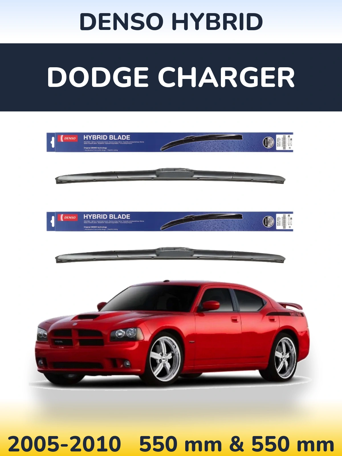 Komplet przednich wycieraczek Denso Hybrid 550 & 550 mm do Dodge Charger 2005-2010