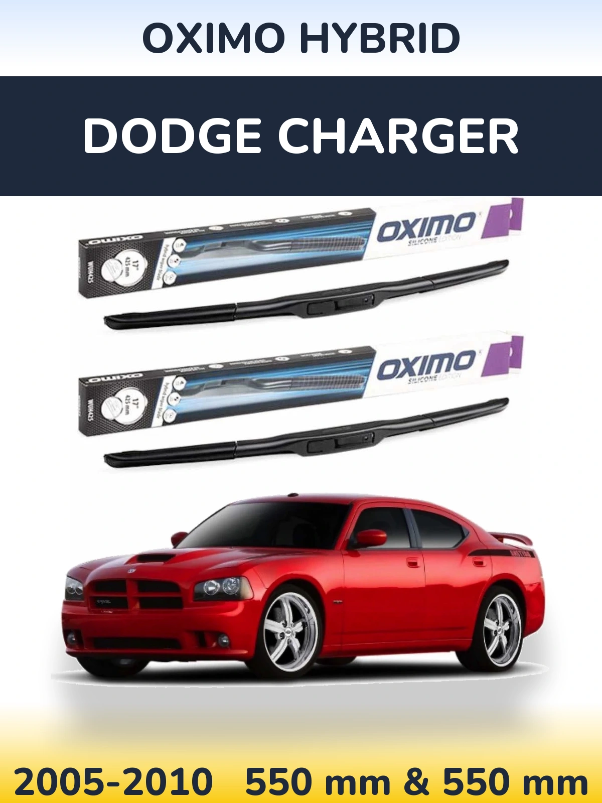 Комплект передних дворников Oximo Hybrid 550 & 550 мм для Dodge Charger 2005-2010