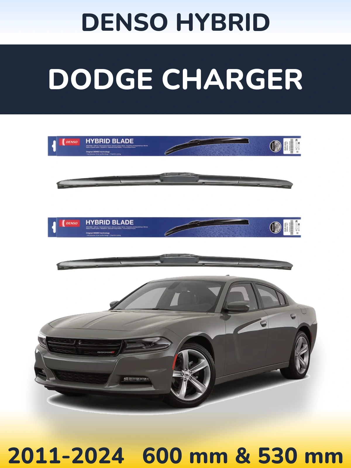 Komplet przednich wycieraczek Denso Hybrid 600 & 530 mm do Dodge Charger 2011-2024
