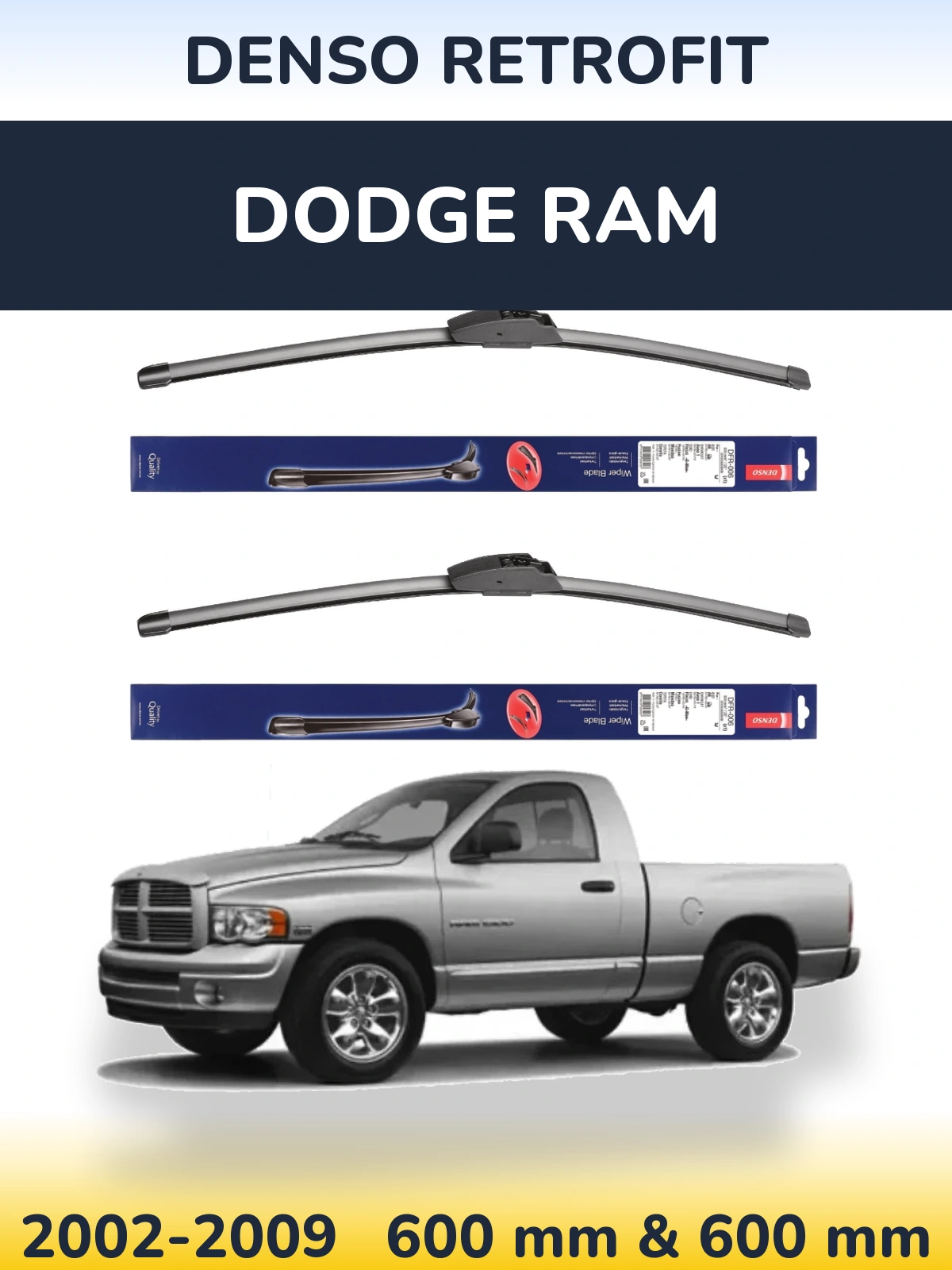 Комплект передних дворников Denso Retrofit 600 & 600 мм для Dodge RAM 2002-2009