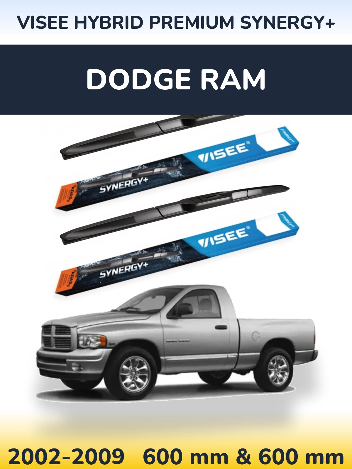 Комплект передних дворников VISEE HYBRID PREMIUM SYNERGY+ 600 & 600 мм для Dodge RAM 2002-2009