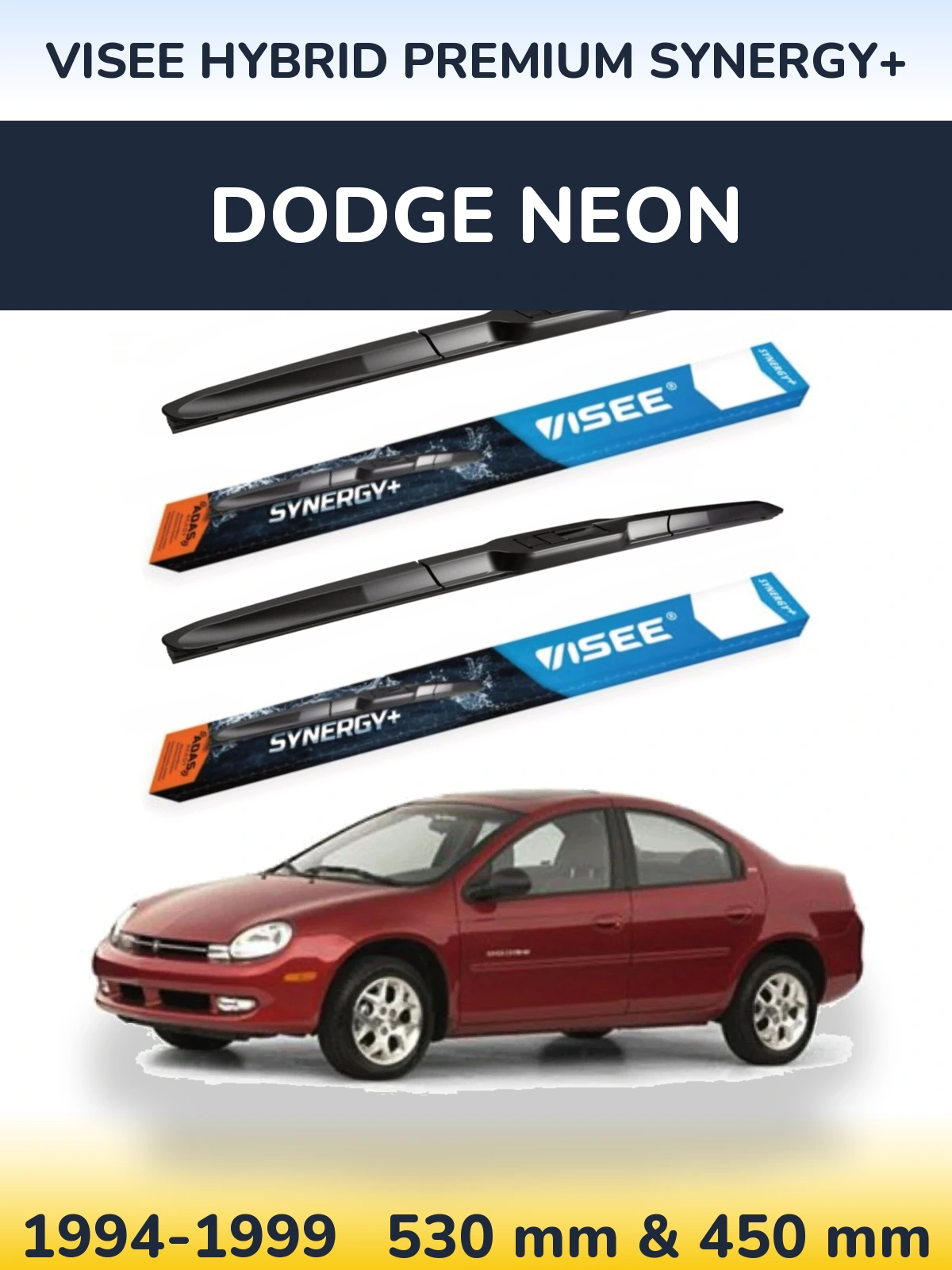 Komplet przednich wycieraczek VISEE HYBRID PREMIUM SYNERGY+ 530 & 450 mm do Dodge Neon 1994-1999