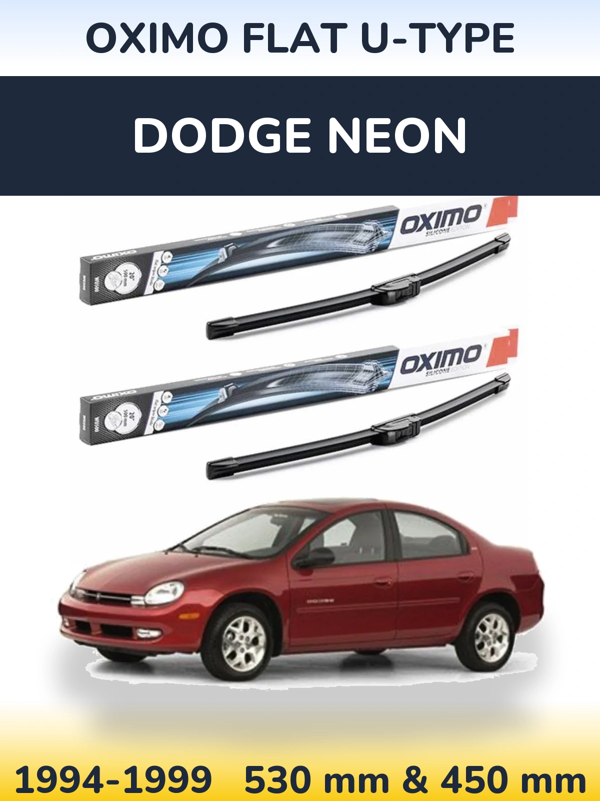 Комплект передних дворников Oximo Flat U-type 530 & 450 мм для Dodge Neon 1994-1999
