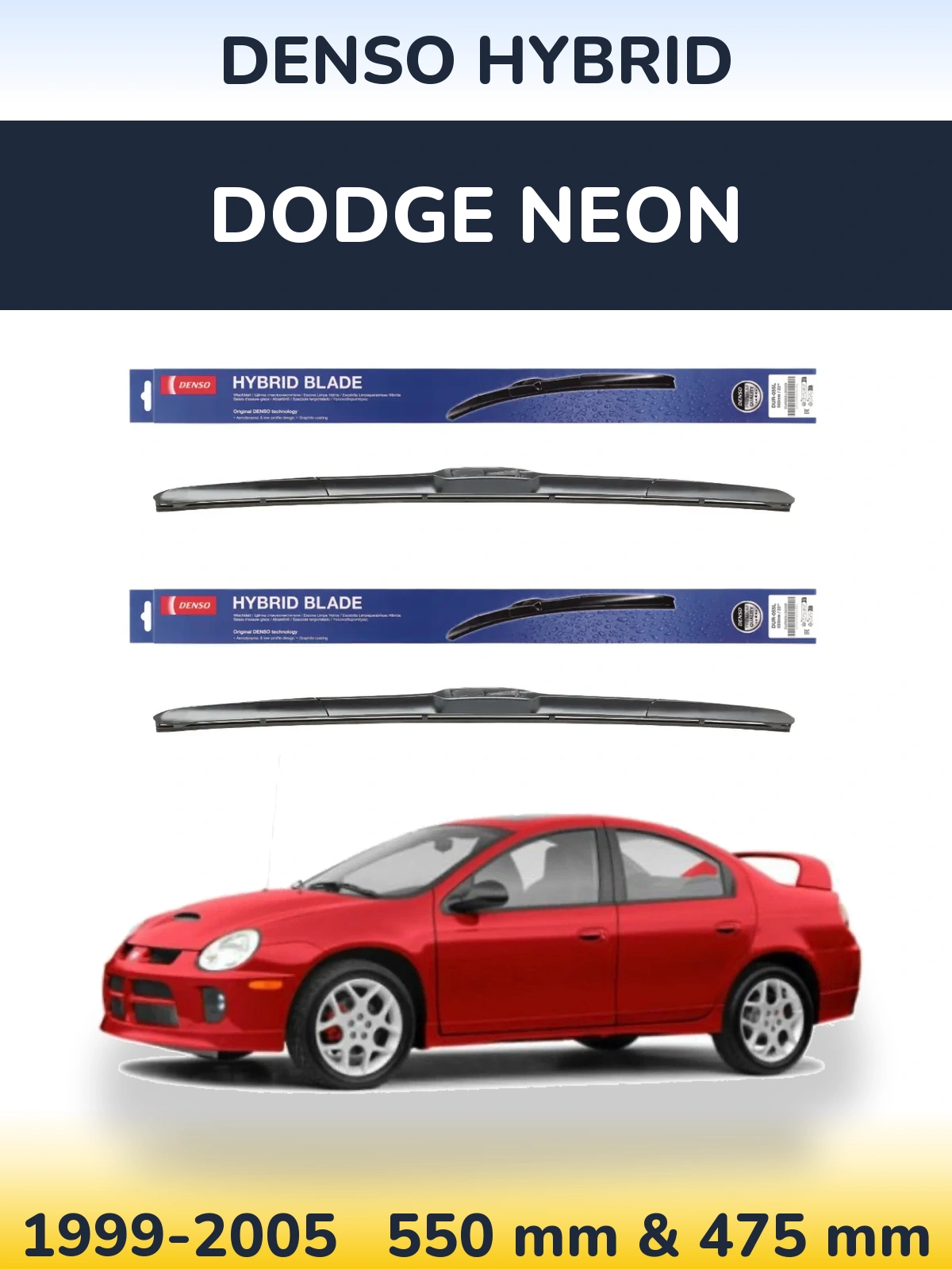 Комплект передних дворников Denso Hybrid 550 & 475 мм для Dodge Neon 1999-2005