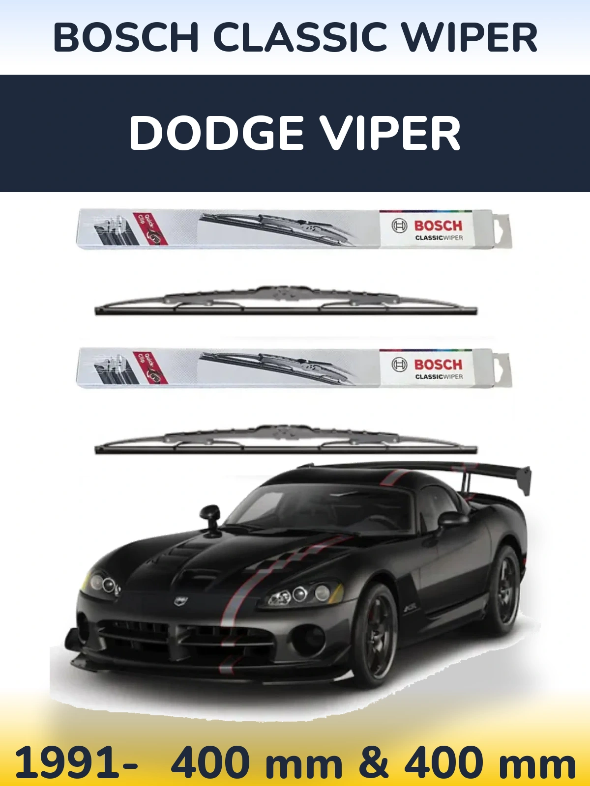 Komplet przednich wycieraczek BOSCH Classic Wiper 400 & 400 mm do Dodge Viper 1991-2026