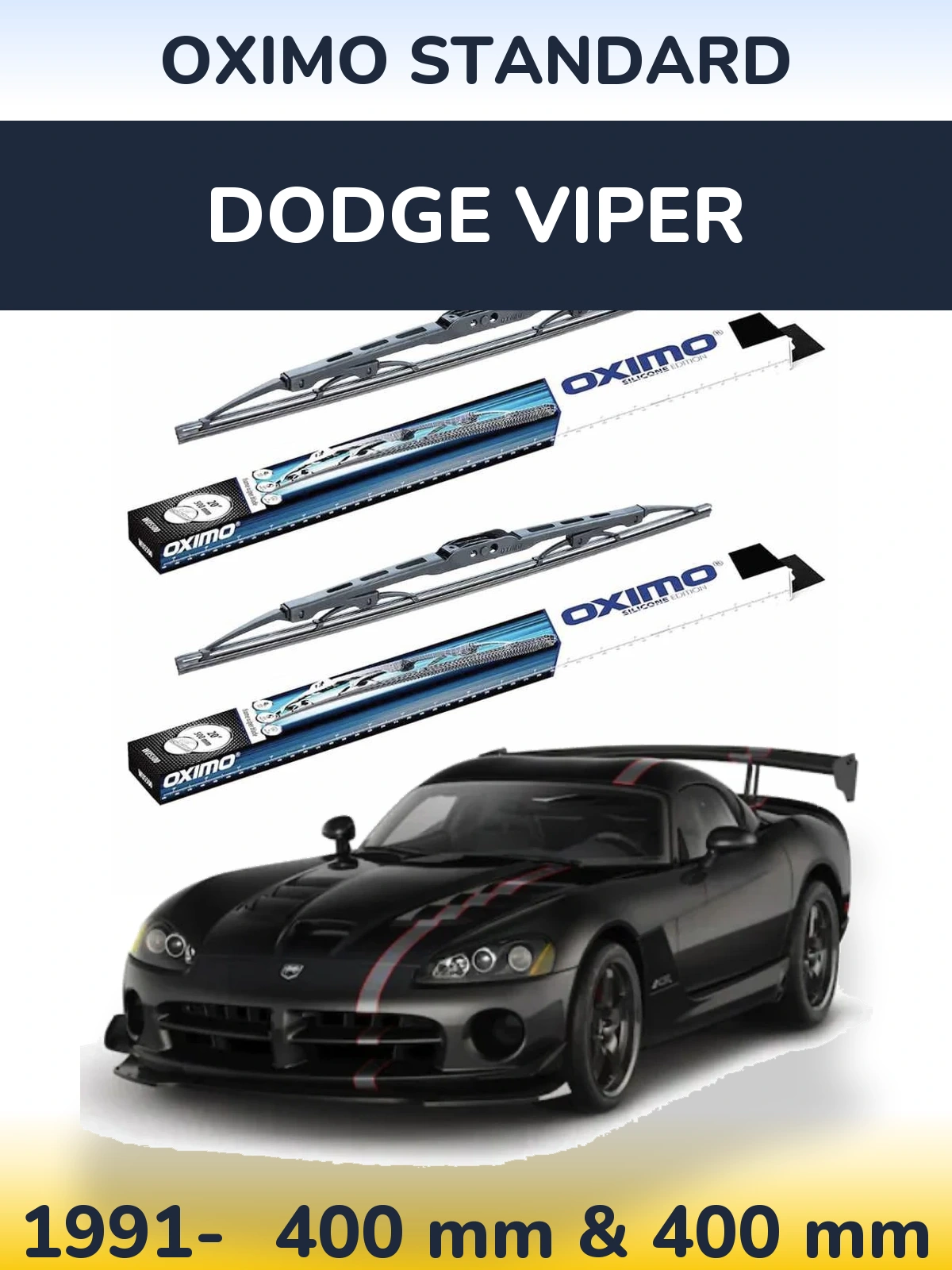 Komplet przednich wycieraczek Oximo Standard 400 & 400 mm do Dodge Viper 1991-2026