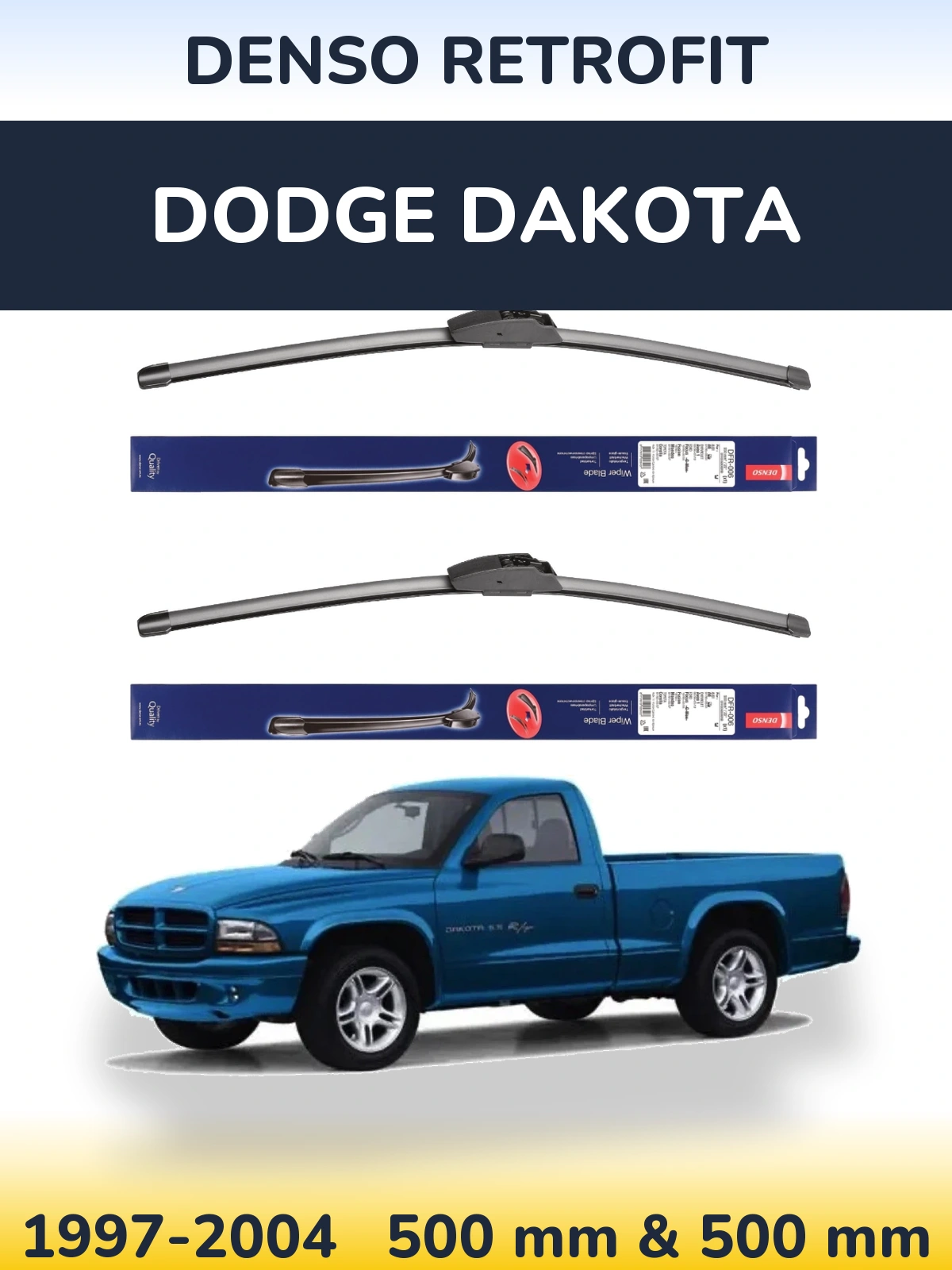 Комплект передних дворников Denso Retrofit 500 & 500 мм для Dodge Dakota 1997-2004