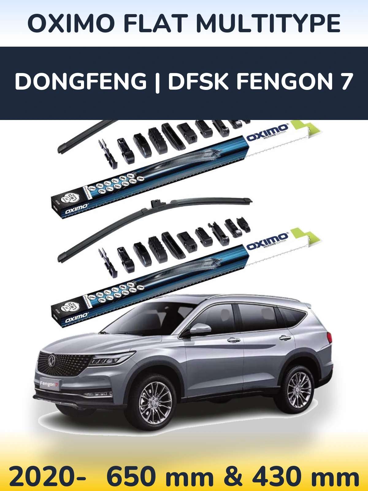 Komplet przednich wycieraczek Oximo Flat MultiType 650 & 430 mm do DongFeng | DFSK Fengon 7 2020-2026