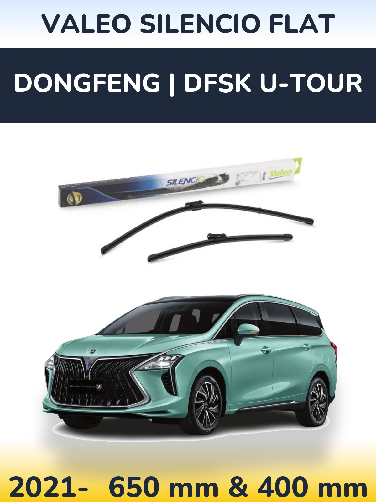 Комплект передних дворников Valeo Silencio Flat 650 & 400 мм для DongFeng | DFSK U-Tour 2021-2026