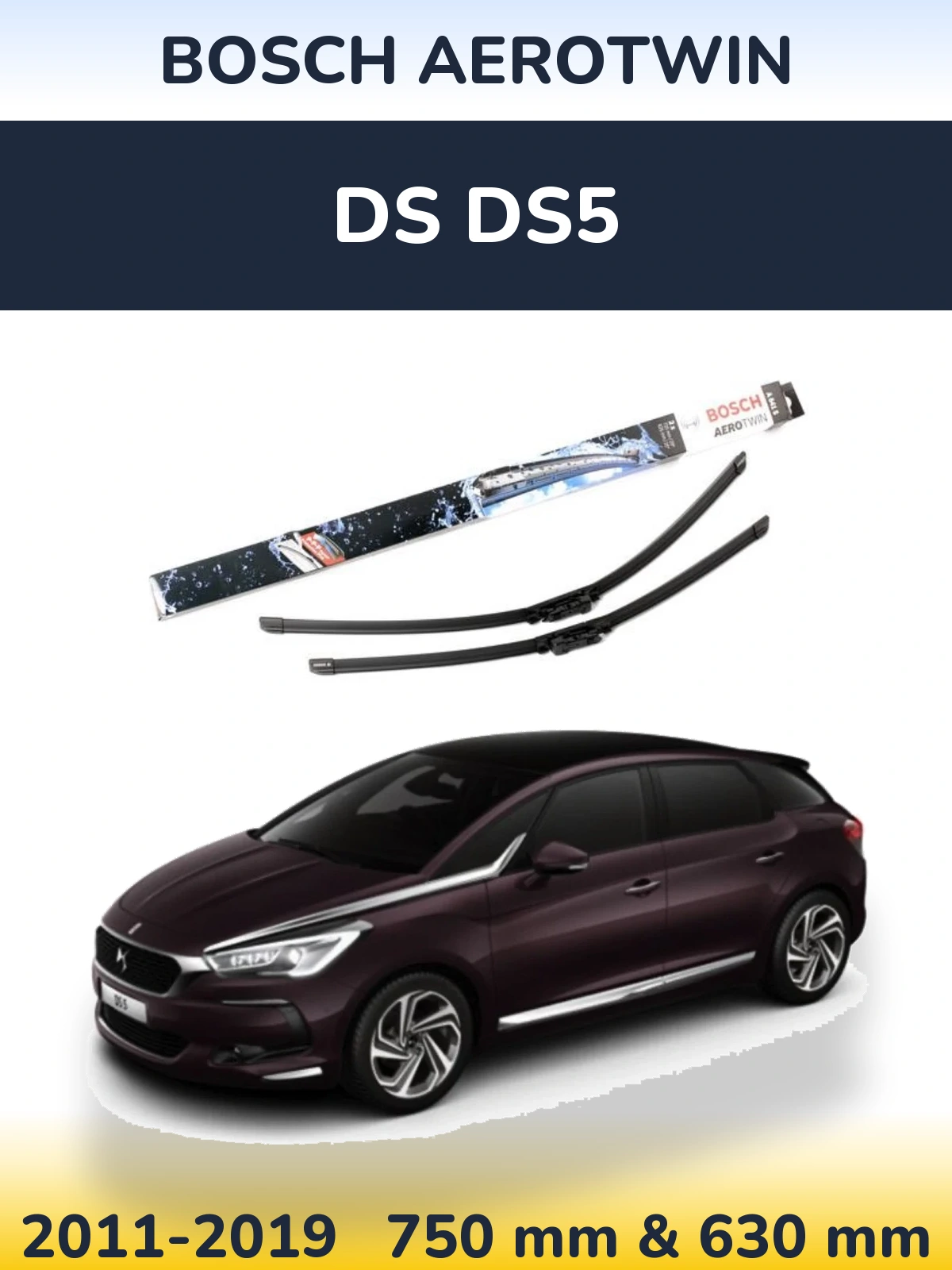 Komplet przednich wycieraczek BOSCH AeroTwin 725 & 625 mm do DS DS5 2011-2019