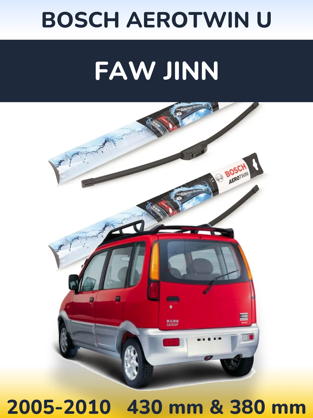 Komplet przednich wycieraczek BOSCH AeroTwin U 430 & 380 mm do FAW Jinn 2005-2010