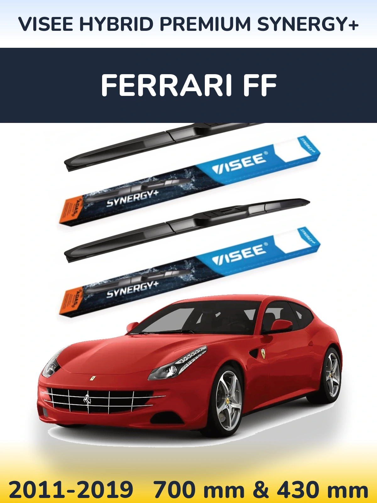 Комплект передних дворников VISEE HYBRID PREMIUM SYNERGY+ 700 & 430 мм для Ferrari FF 2011-2019
