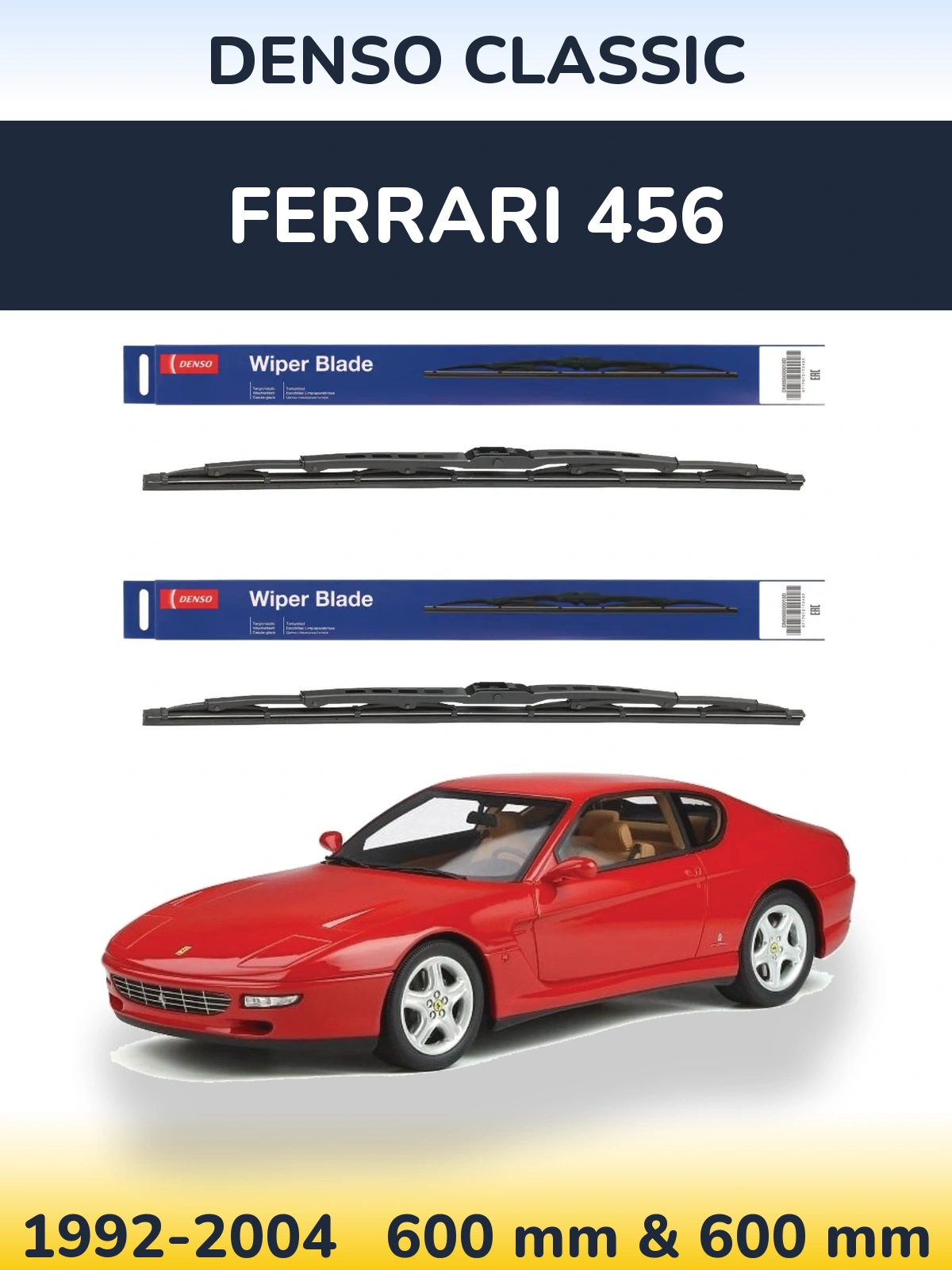 Komplet przednich wycieraczek Denso Classic 600 & 600 mm do Ferrari 456 1992-2004