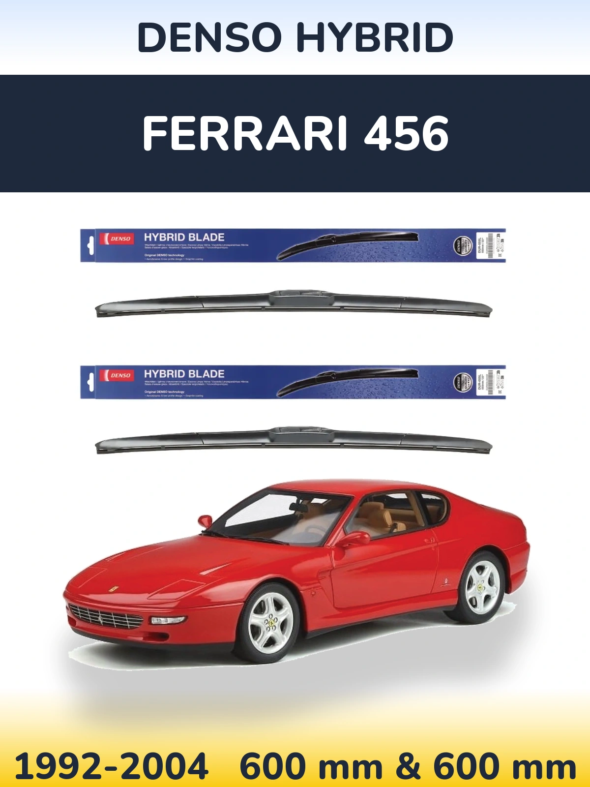 Komplet przednich wycieraczek Denso Hybrid 600 & 600 mm do Ferrari 456 1992-2004