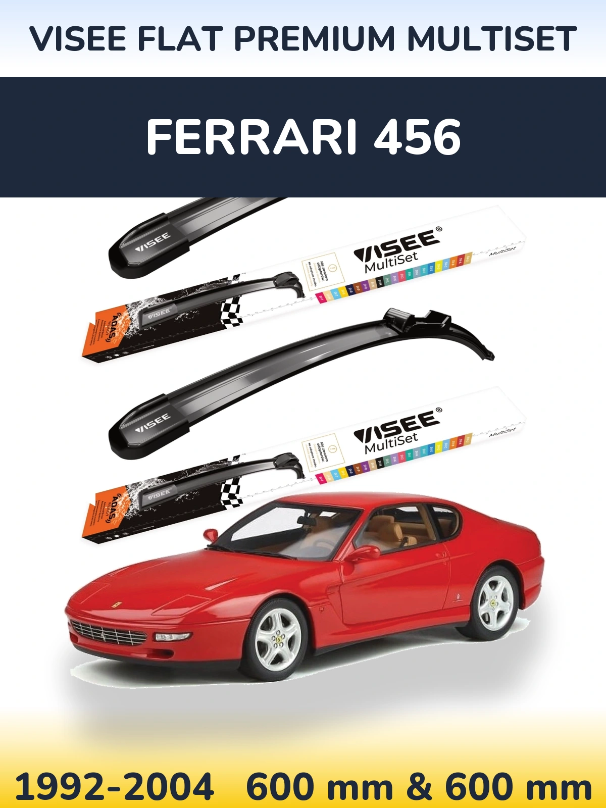 Комплект передних дворников VISEE FLAT PREMIUM MultiSet 600 & 600 мм для Ferrari 456 1992-2004