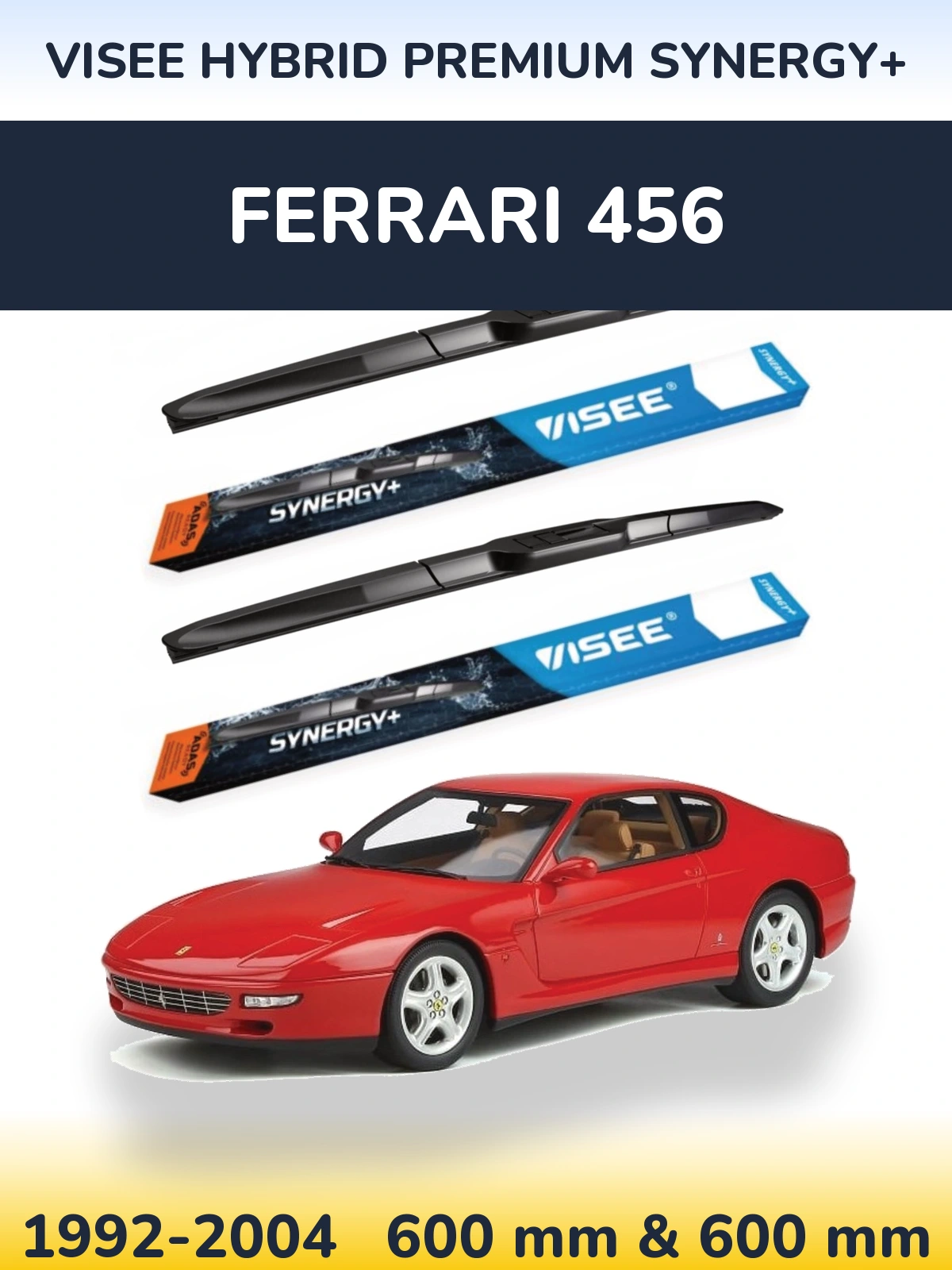 Komplet przednich wycieraczek VISEE HYBRID PREMIUM SYNERGY+ 600 & 600 mm do Ferrari 456 1992-2004