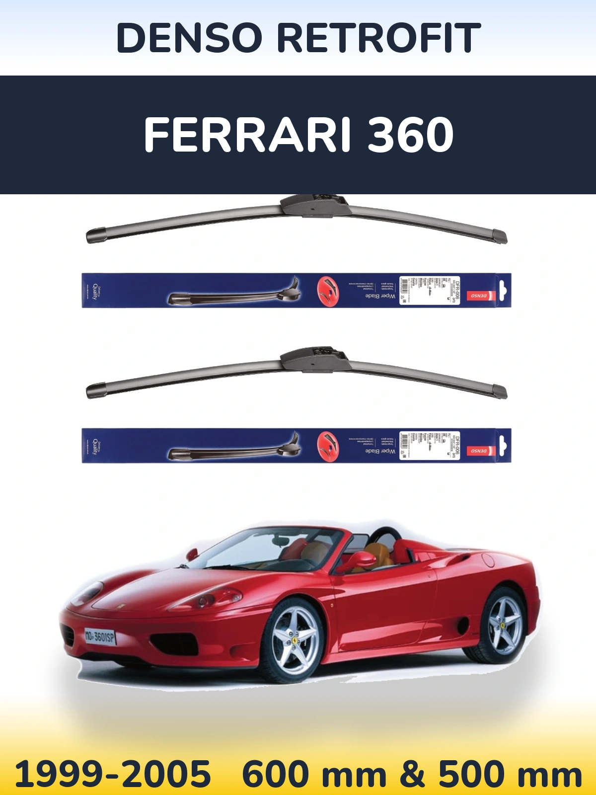Комплект передних дворников Denso Retrofit 600 & 500 мм для Ferrari 360 1999-2005