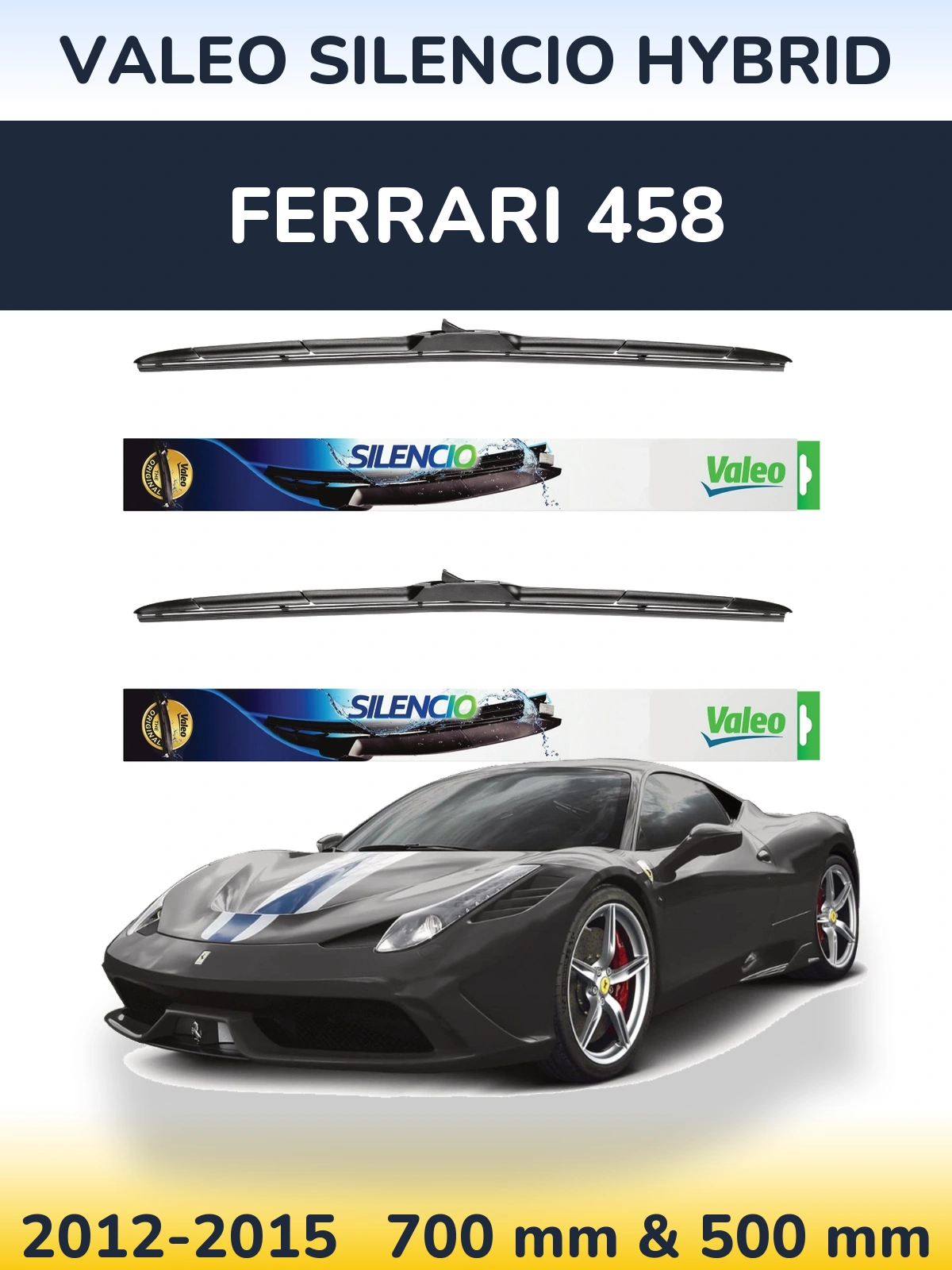 Комплект передних дворников Valeo Silencio Hybrid 700 & 500 мм для Ferrari 458 2012-2015