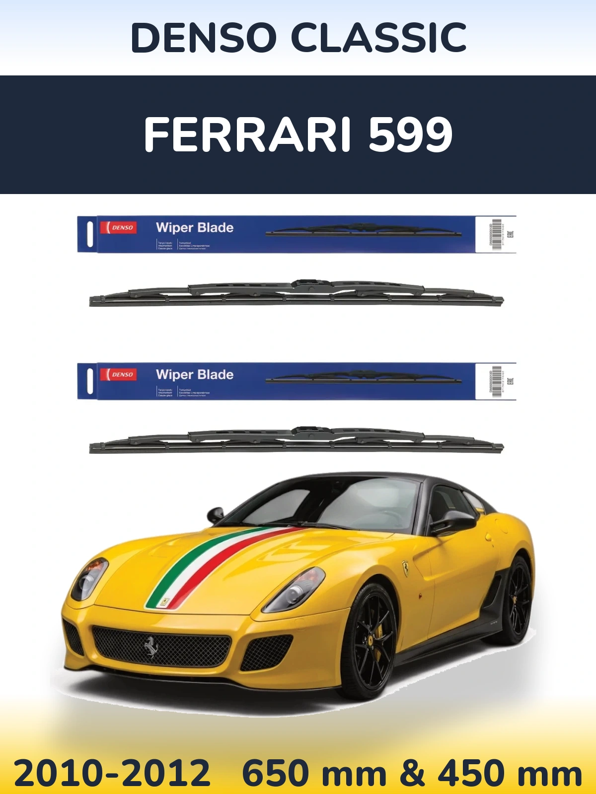 Komplet przednich wycieraczek Denso Classic 650 & 450 mm do Ferrari 599 2010-2012