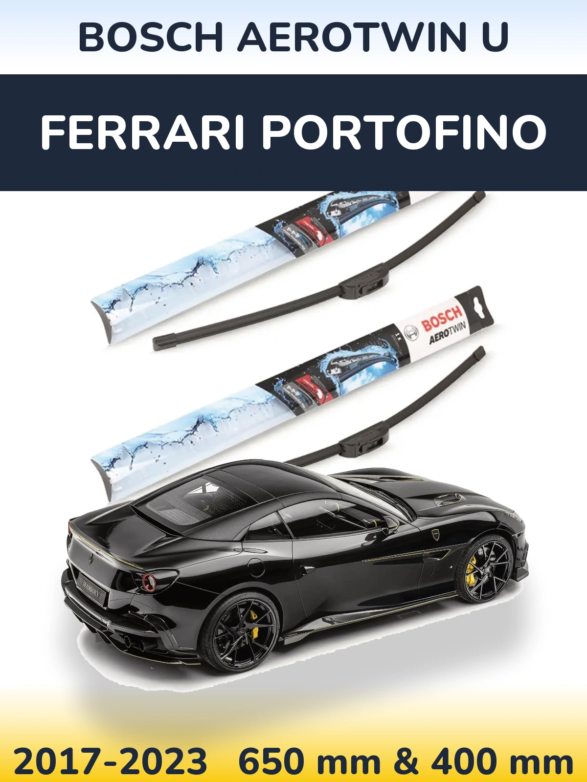 Komplet przednich wycieraczek BOSCH AeroTwin U 650 & 400 mm do Ferrari Portofino 2017-2023