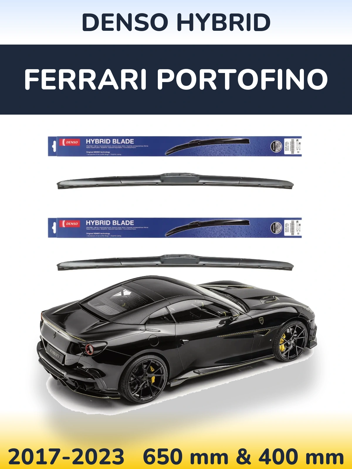 Комплект передних дворников Denso Hybrid 650 & 400 мм для Ferrari Portofino 2017-2023