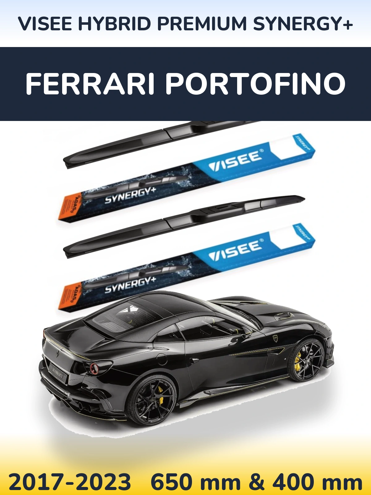Комплект передних дворников VISEE HYBRID PREMIUM SYNERGY+ 650 & 400 мм для Ferrari Portofino 2017-2023