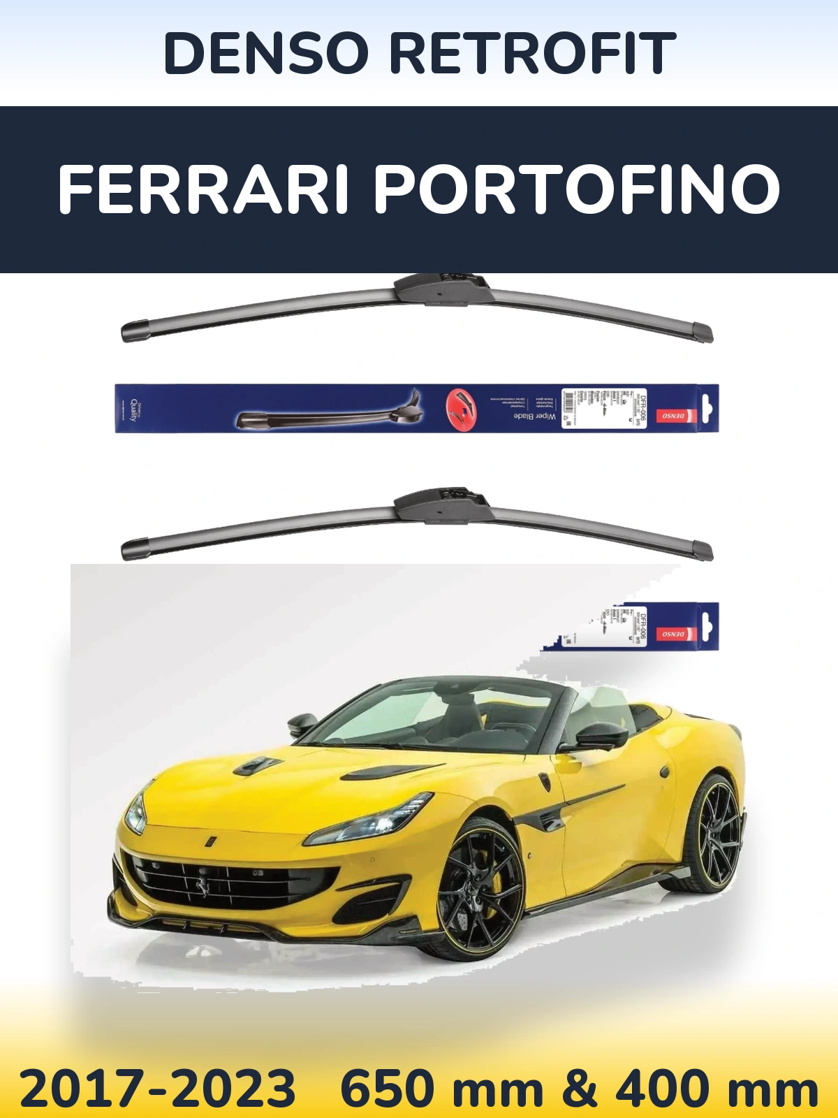 Комплект передних дворников Denso Retrofit 650 & 400 мм для Ferrari Portofino 2017-2023