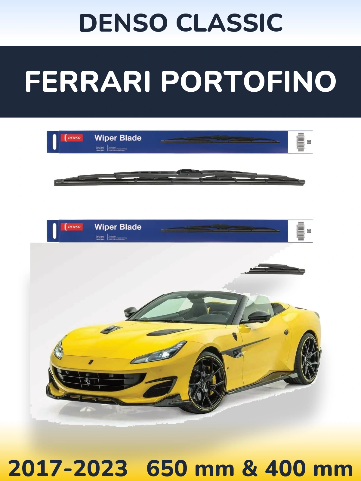 Komplet przednich wycieraczek Denso Classic 650 & 400 mm do Ferrari Portofino 2017-2023