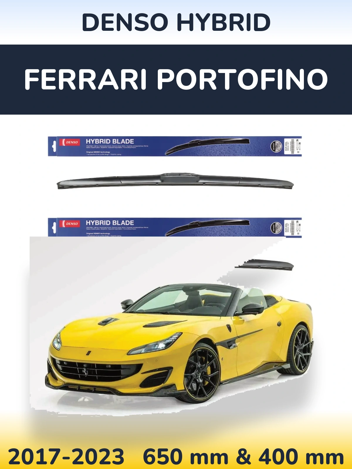 Комплект передних дворников Denso Hybrid 650 & 400 мм для Ferrari Portofino 2017-2023
