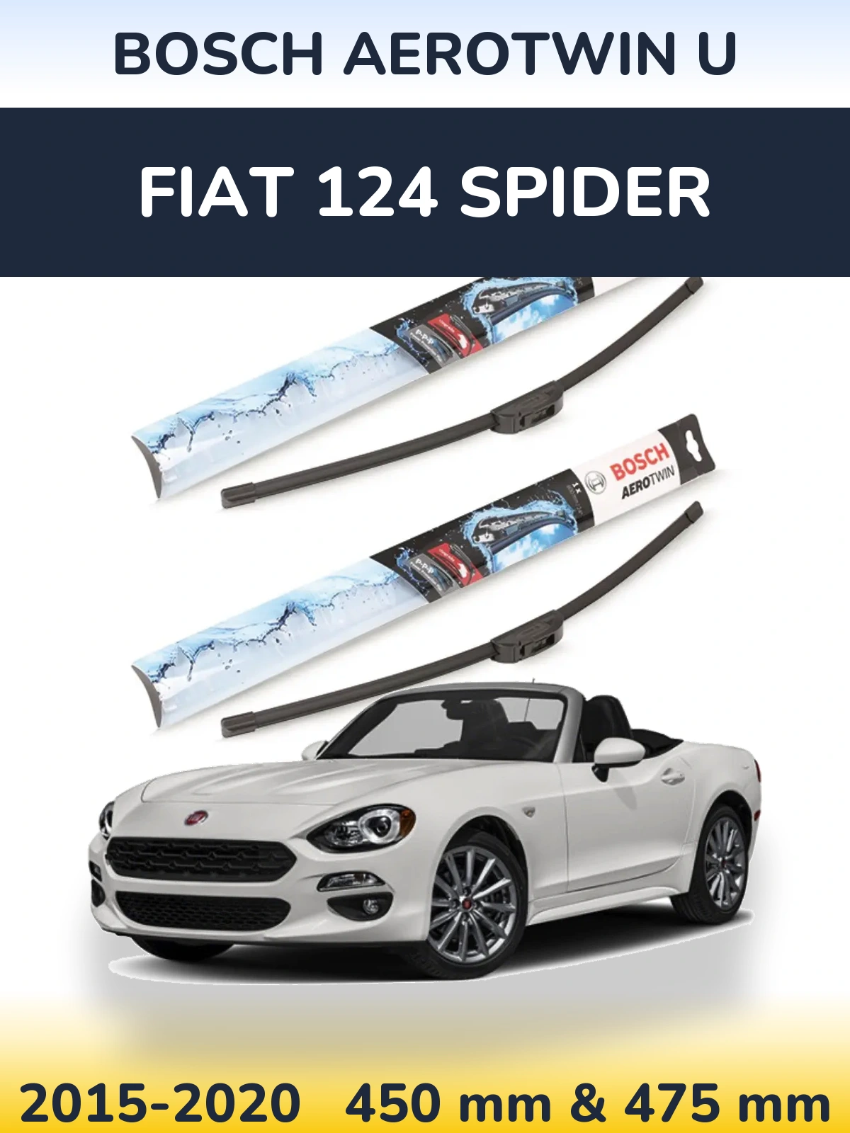 Komplet przednich wycieraczek BOSCH AeroTwin U 450 & 475 mm do Fiat 124 Spider 2015-2020