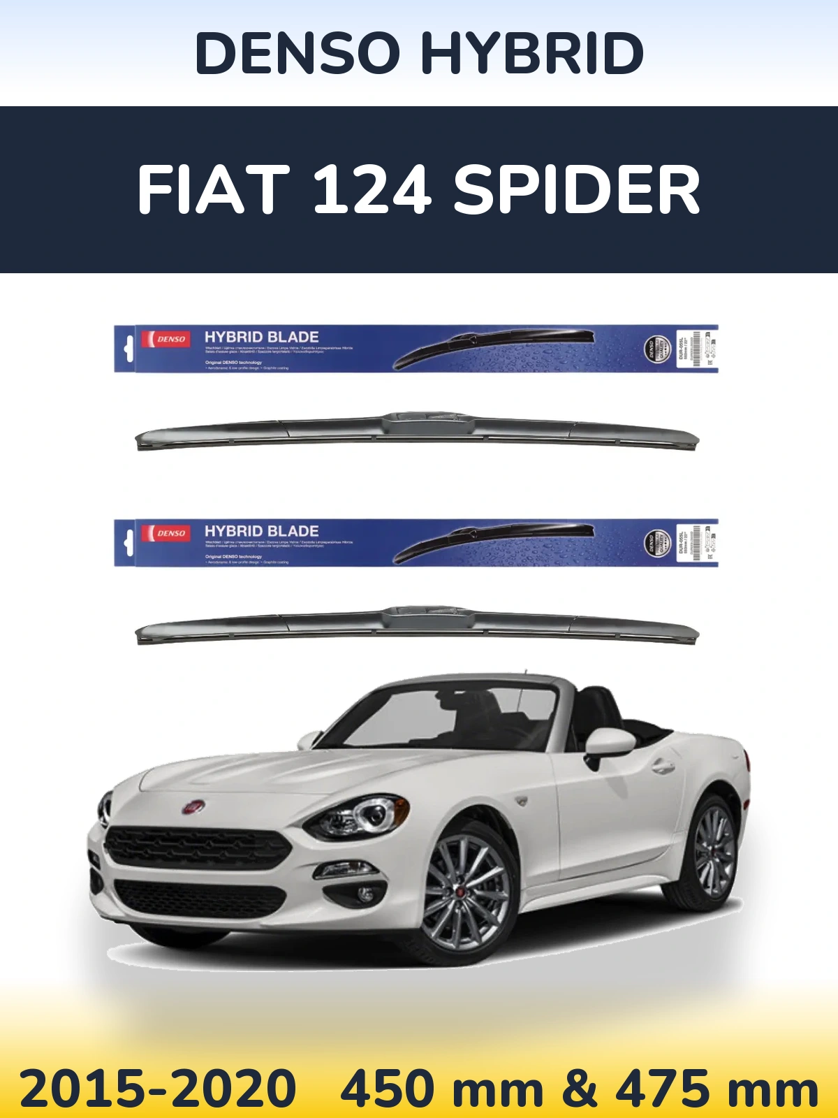 Komplet przednich wycieraczek Denso Hybrid 450 & 475 mm do Fiat 124 Spider 2015-2020
