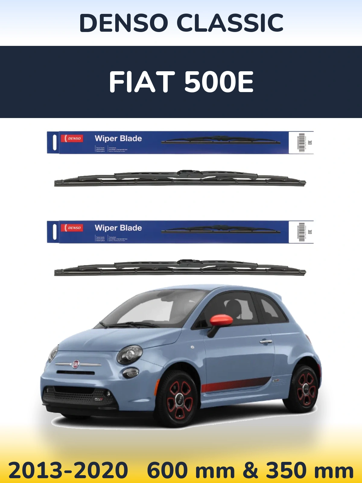 Komplet przednich wycieraczek Denso Classic 600 & 350 mm do Fiat 500e 2013-2020
