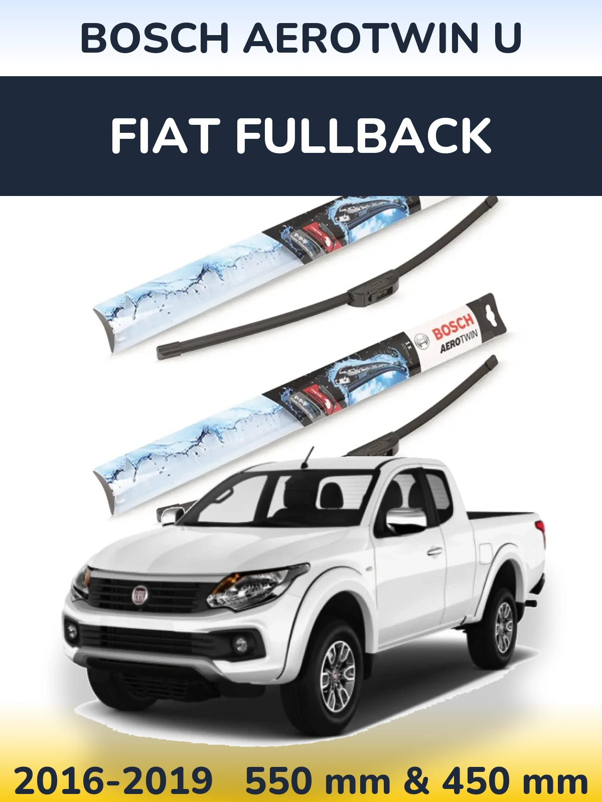 Komplet przednich wycieraczek BOSCH AeroTwin U 550 & 450 mm do Fiat Fullback 2016-2019