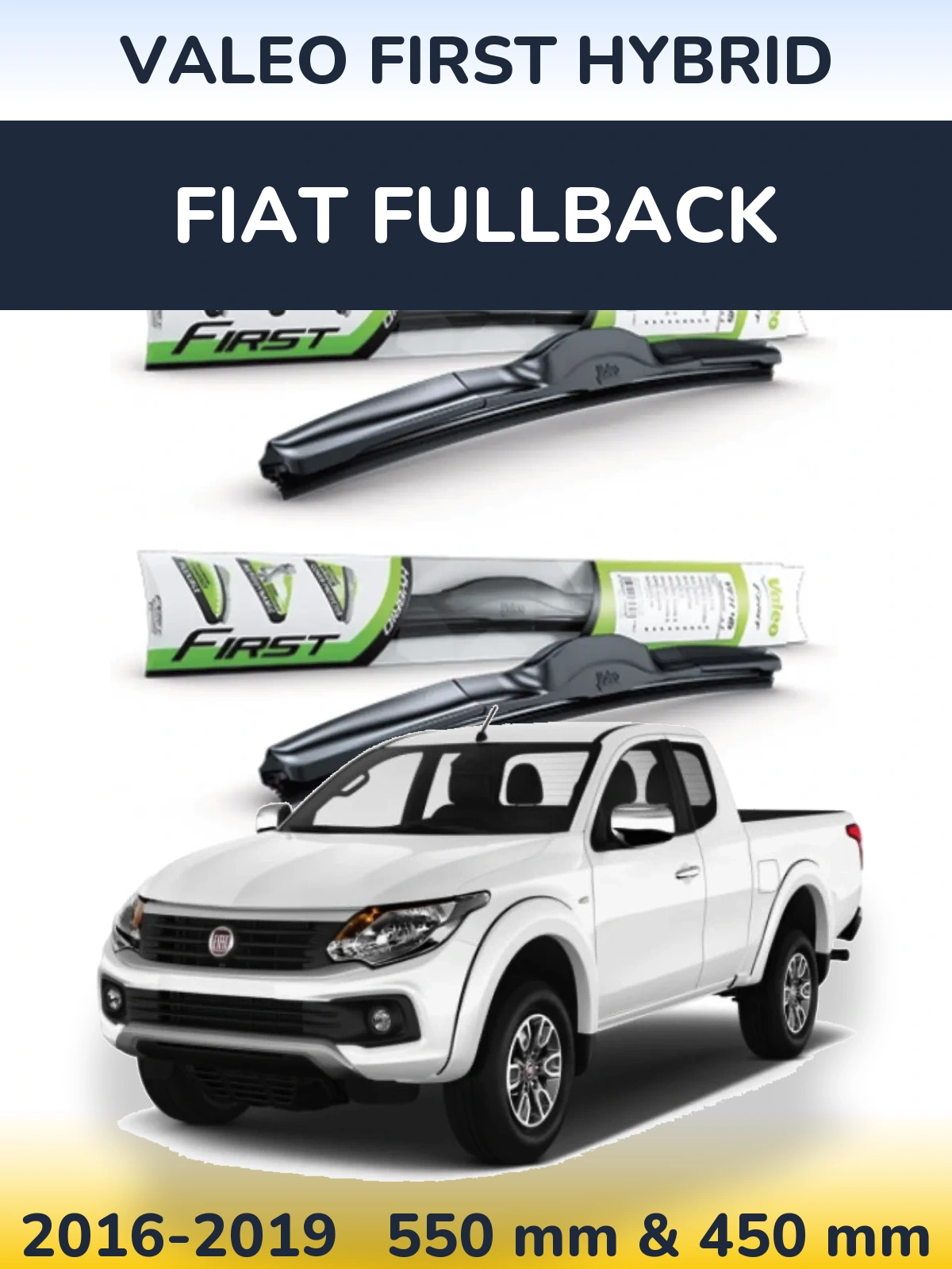 Komplet przednich wycieraczek Valeo First Hybrid 550 & 450 mm do Fiat Fullback 2016-2019